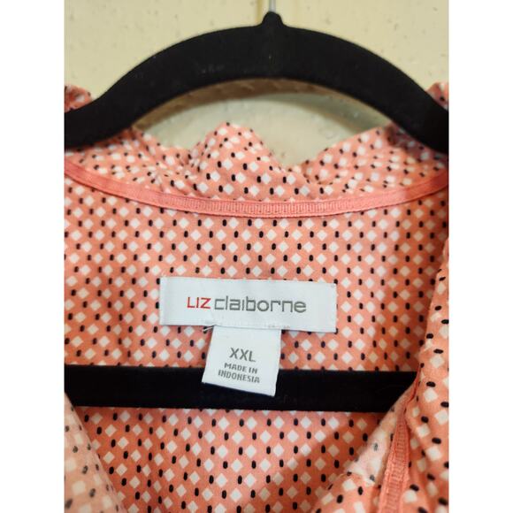 Liz Claiborne Women's Pink White Diamond Print Button Front Blouse Top Size XXL‎ - Picture 3 of 6